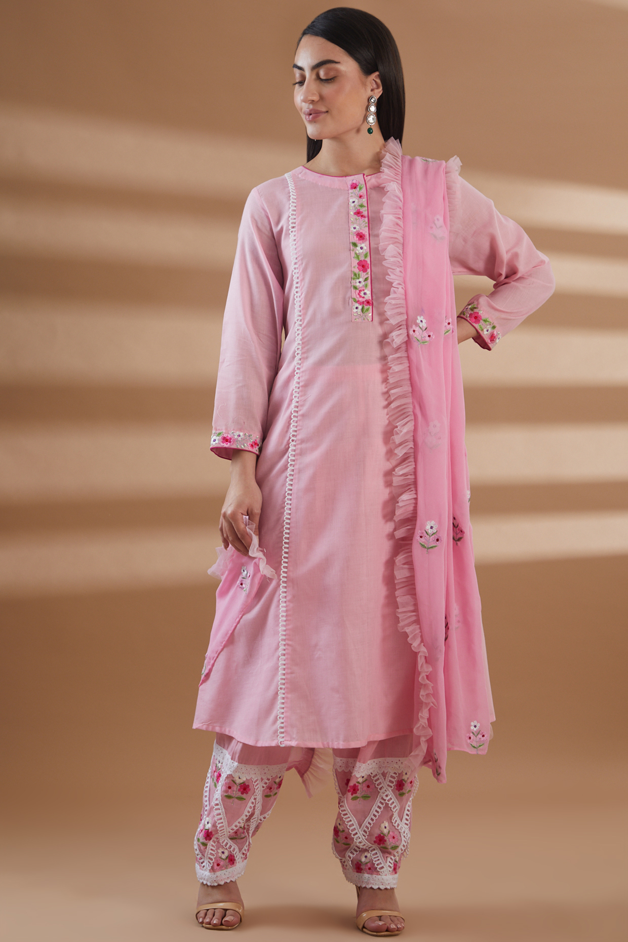 Pink Pure Cotton Kurta Set by Tamra By Payal Khanna at Pernia's Pop Up Shop