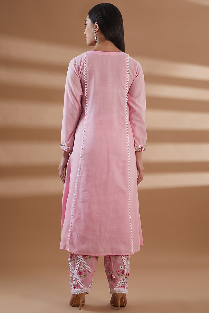 Pink Pure Cotton Kurta Set by Tamra By Payal Khanna at Pernia's Pop Up Shop