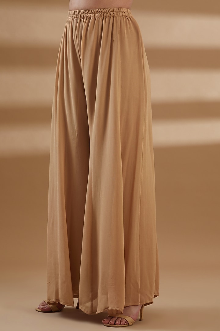 Beige Pure Georgette Party Wear Sharara Set by Tamra By Payal Khanna at Pernia's Pop Up Shop