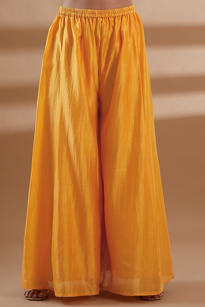 Orange Chanderi Party Wear Sharara Set by Tamra By Payal Khanna at Pernia's Pop Up Shop