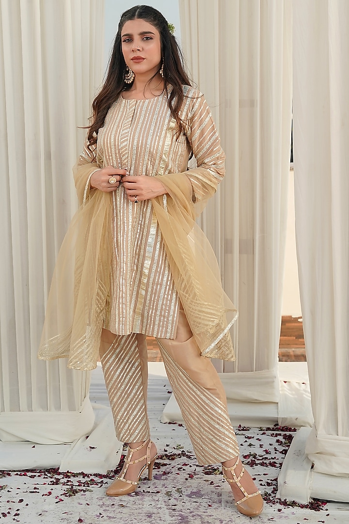 Beige Cotton Kurta Set by Tamra By Payal Khanna at Pernia's Pop Up Shop