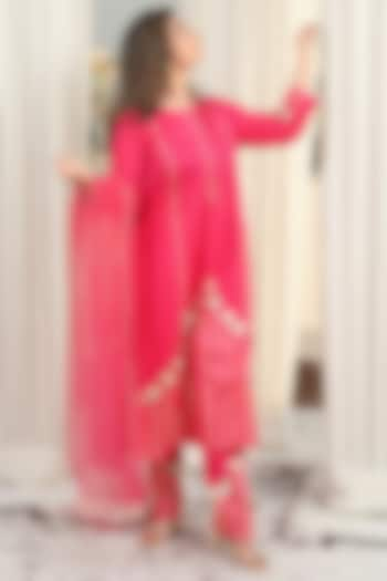 Hot Pink Pure Cotton Kurta Set by Tamra By Payal Khanna