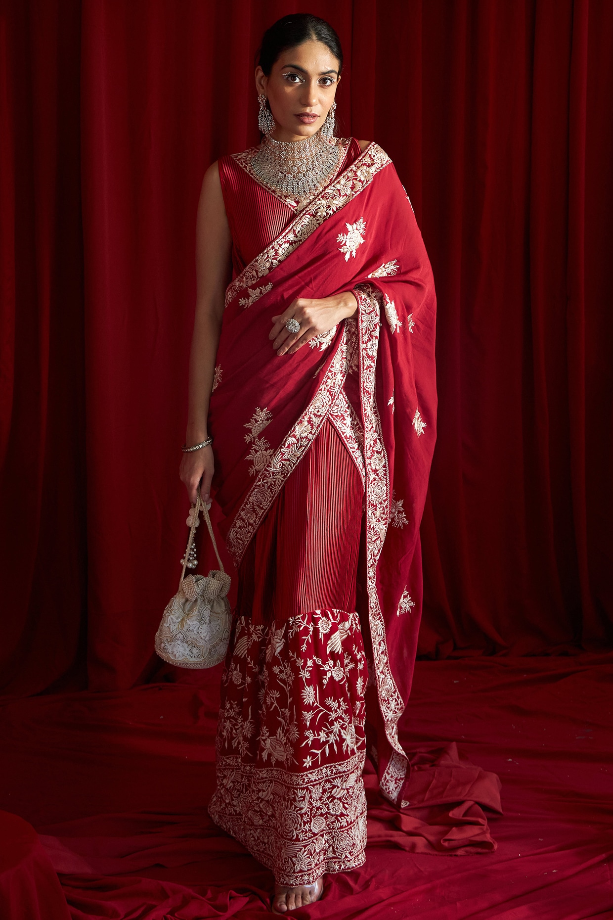 Pleated saree outlet gown