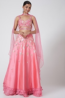 Blush Pink Embroidered Lehenga Set Design by Tamaraa By Tahani at ...