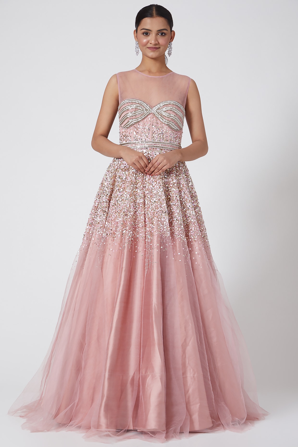 blush pink embroidered dress