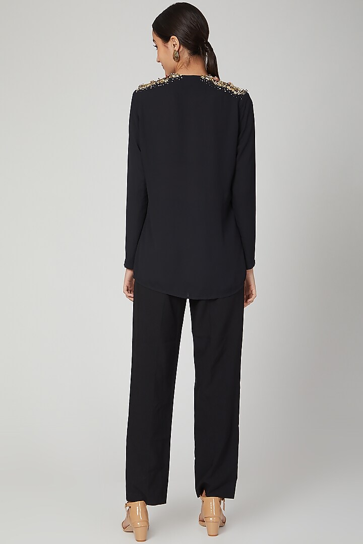 Black Sequins Embroidered Top by Tamaraa By Tahani at Pernia's Pop Up Shop