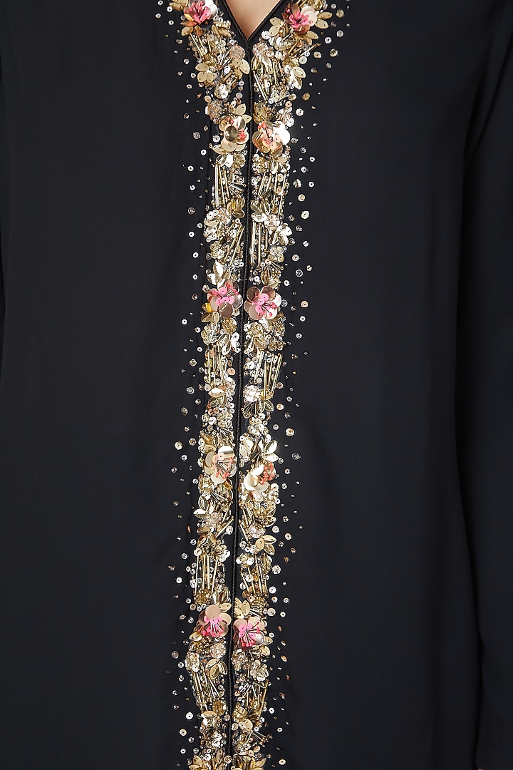 Black Sequins Embroidered Top by Tamaraa By Tahani at Pernia's Pop Up Shop