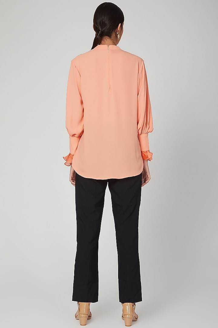Peach Aari Work Embroidered Top by Tamaraa By Tahani at Pernia's Pop Up Shop