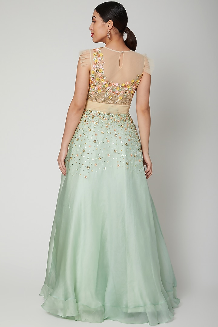Mint Green Aari Embroidered Gown by Tamaraa By Tahani at Pernia's Pop Up  Shop 2026