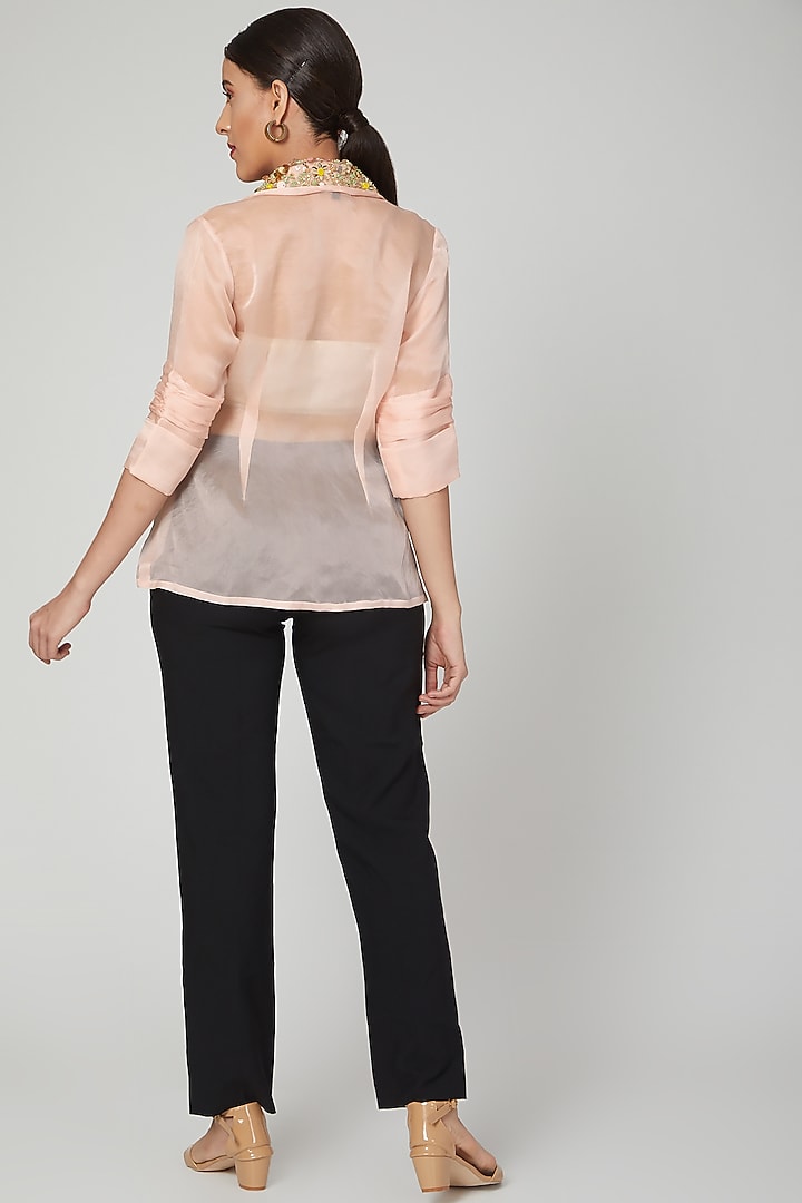 Blush Pink Embroidered Wrap Jacket by Tamaraa By Tahani at Pernia's Pop Up Shop