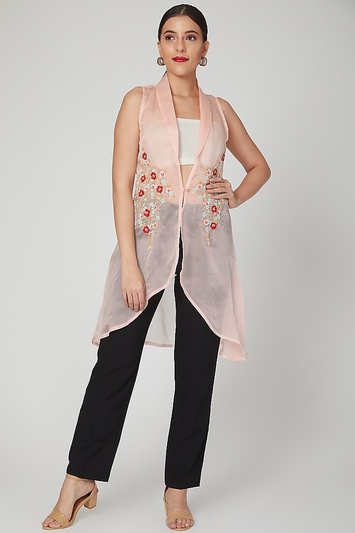 Blush Pink Embroidered Jacket by Tamaraa By Tahani