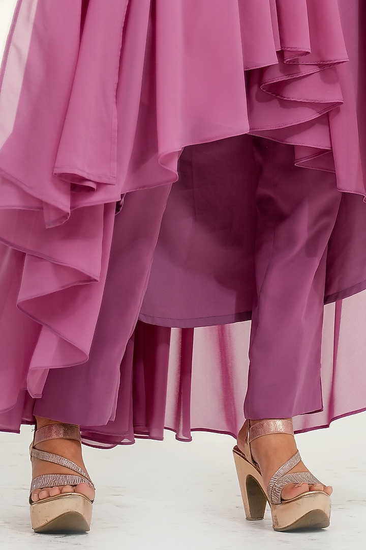 Purple Georgette Pant Set by Tamaraa By Tahani at Pernia's Pop Up Shop