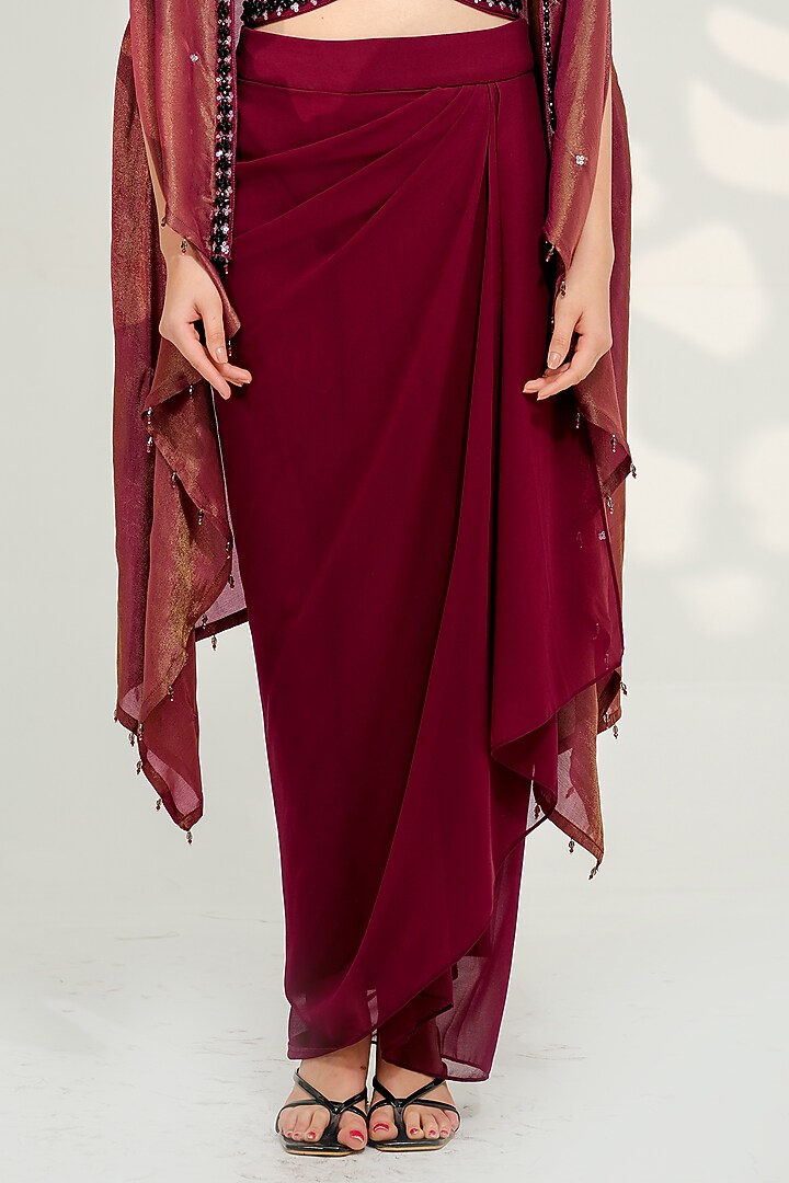 Purple Georgette & Shimmer Silk Cape Set by Tamaraa By Tahani at Pernia's Pop Up Shop