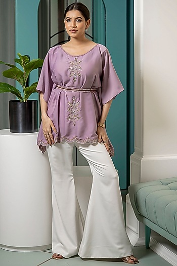 Lavender Embroidered Kaftan Set by Tamaraa By Tahani at Pernia's Pop Up Shop