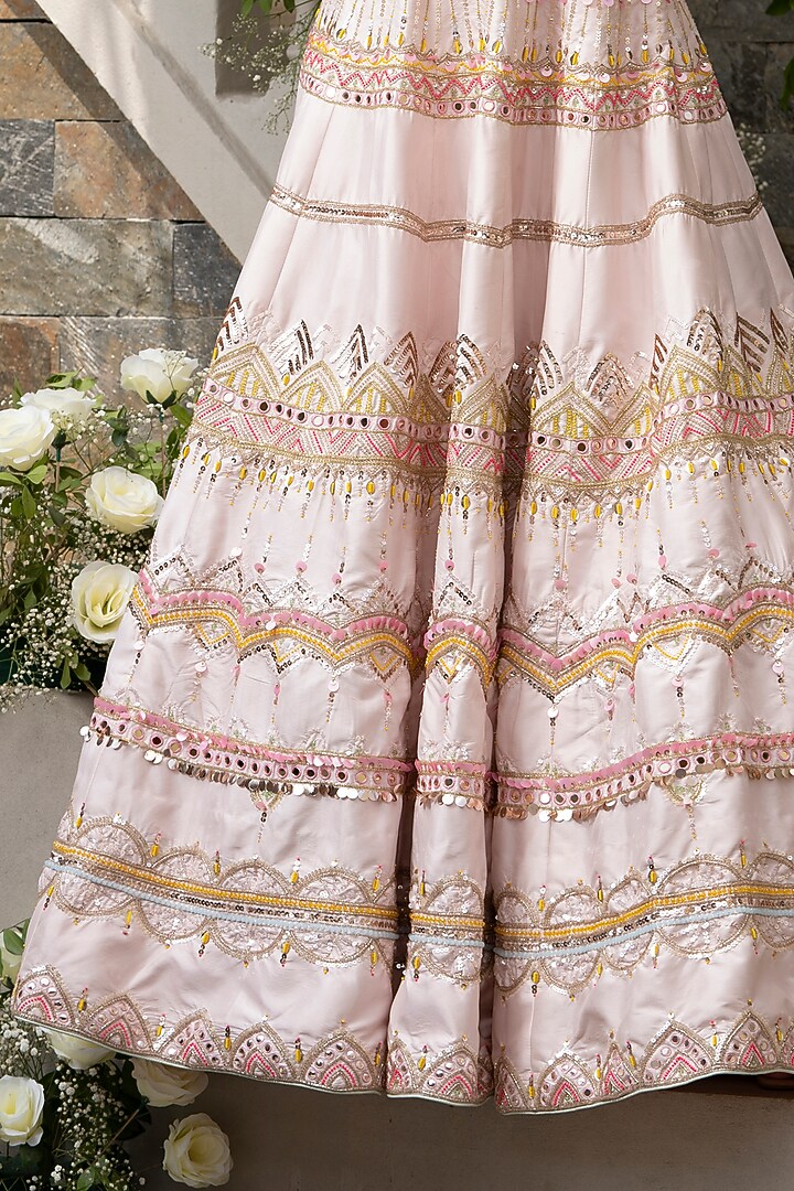 Rose Pink Hand Embroidered Wedding Anarkali Kurta by Tamaraa By Tahani at Pernia's Pop Up Shop