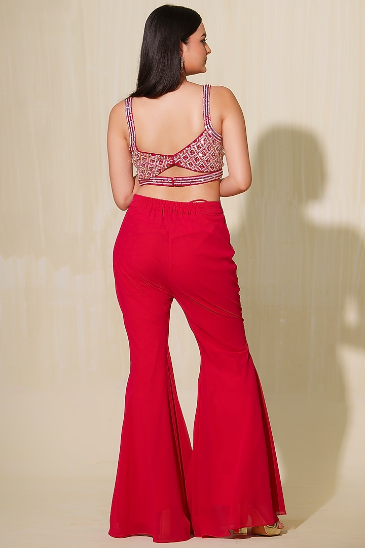 Hot Pink Net Jacket Set by Tamaraa By Tahani at Pernia's Pop Up Shop