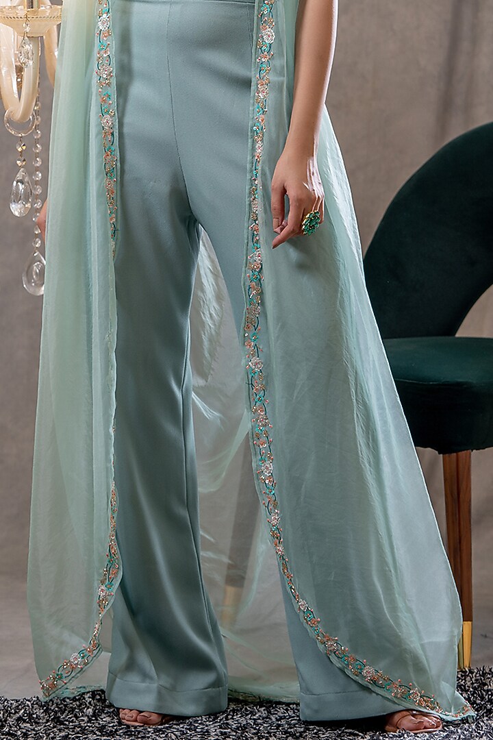 Sage Green Silk Pant Set by Tamaraa By Tahani at Pernia's Pop Up Shop