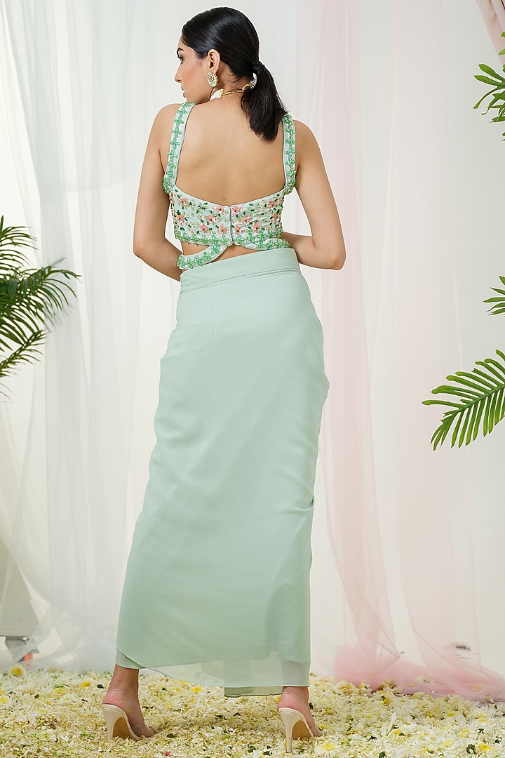 Mint Green Georgette Dhoti Set by Tamaraa By Tahani at Pernia's Pop Up Shop