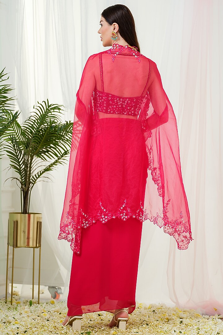 Hot Pink Georgette Dhoti Set by Tamaraa By Tahani at Pernia's Pop Up Shop