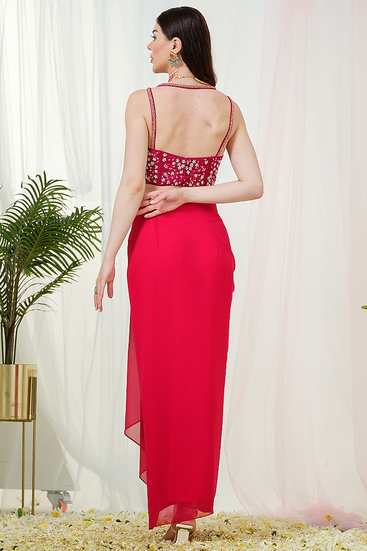 Hot Pink Georgette Dhoti Set by Tamaraa By Tahani at Pernia's Pop Up Shop