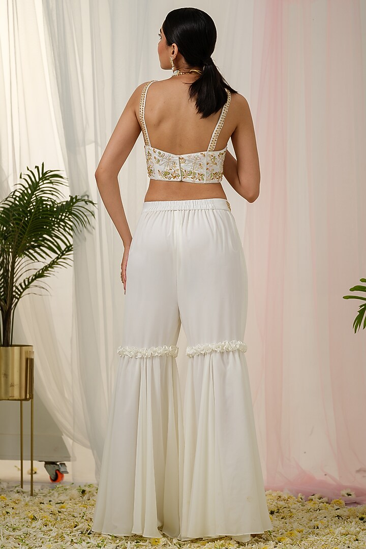 Off-White Georgette Wedding Sharara Set by Tamaraa By Tahani at Pernia's Pop Up Shop
