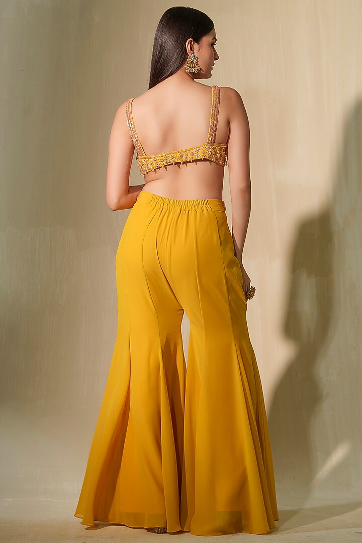 Mustard Yellow Organza Cape Set by Tamaraa By Tahani at Pernia's Pop Up Shop