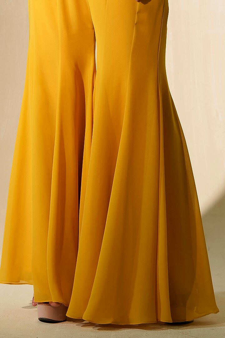 Mustard Yellow Organza Cape Set by Tamaraa By Tahani at Pernia's Pop Up Shop