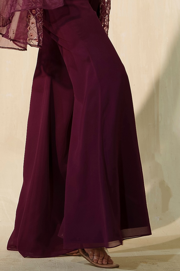Aubergine Organza Handcrafted Cape Set by Tamaraa By Tahani at Pernia's Pop Up Shop