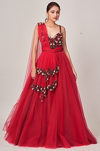 Cherry Pink Embellished Gown by Tamaraa By Tahani