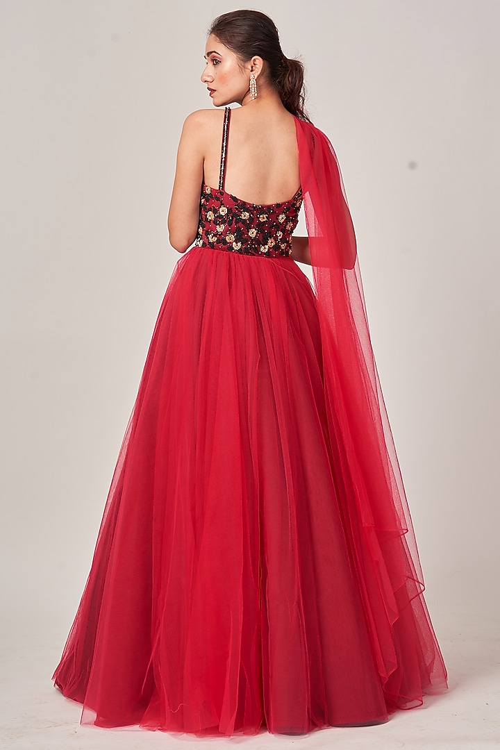 Cherry Pink Embellished Engagement Gown by Tamaraa By Tahani at Pernia's Pop Up Shop