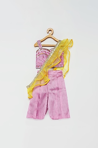 Lavender Silk Pant Set For Girls by Tutus by tutu
