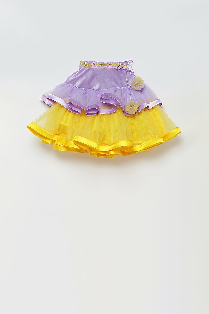 Purple Crepe Satin & Tulle Lehenga Set For Girls by Tutus by tutu at Pernia's Pop Up Shop