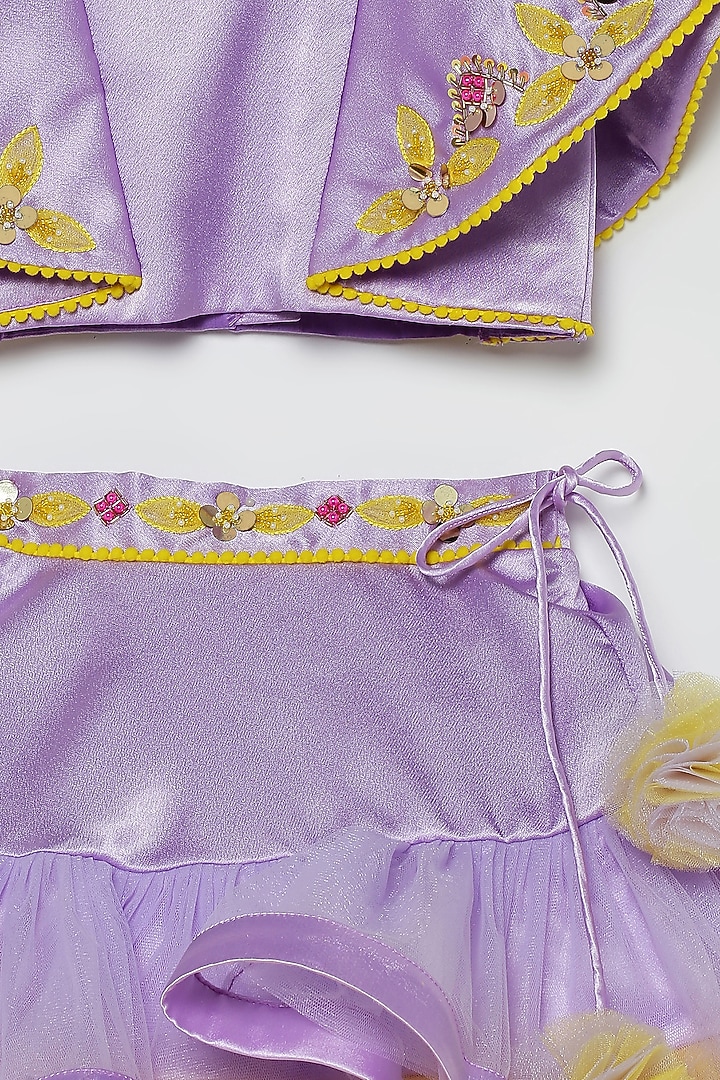 Purple Crepe Satin & Tulle Lehenga Set For Girls by Tutus by tutu at Pernia's Pop Up Shop