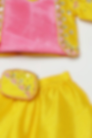 Yellow Silk Layered Lehenga Set For Girls by Tutus by tutu
