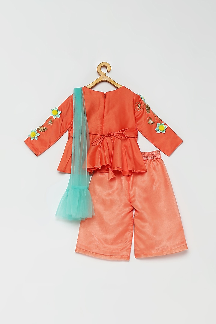 Peach Organza Pant Set For Girls by Tutus by tutu at Pernia's Pop Up Shop
