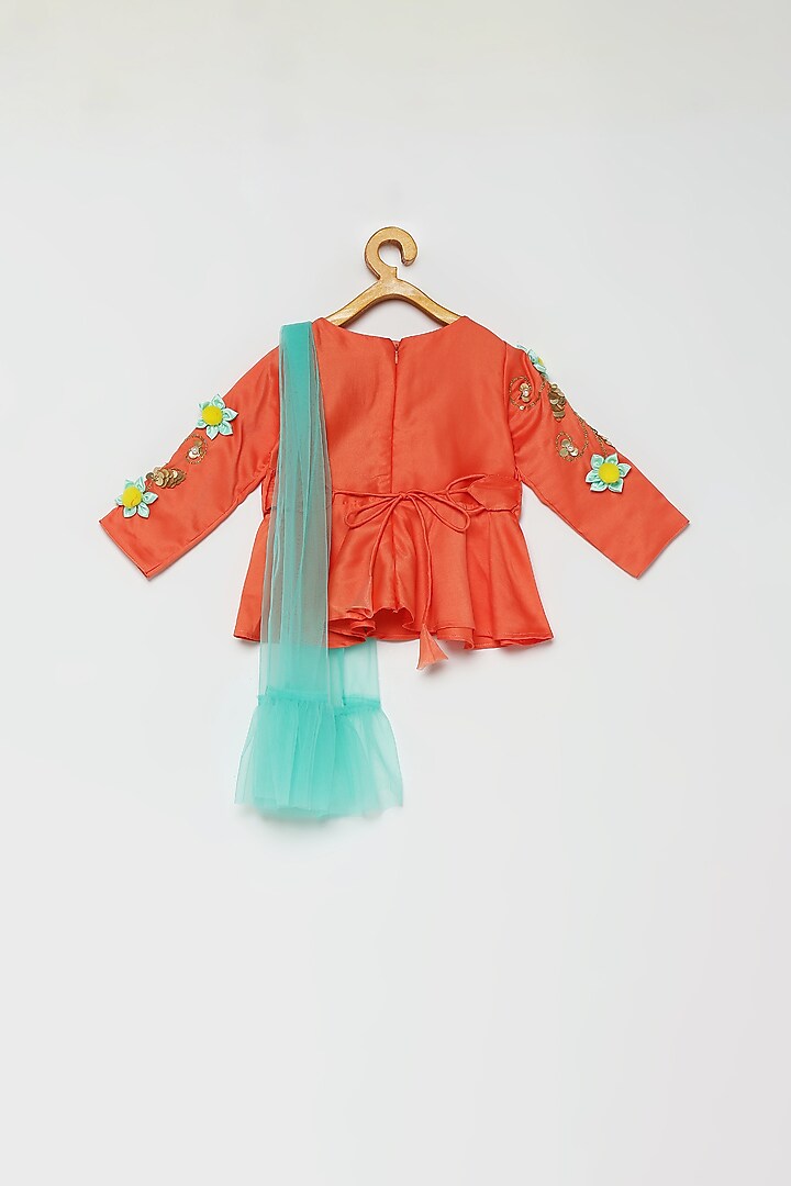 Peach Organza Pant Set For Girls by Tutus by tutu at Pernia's Pop Up Shop