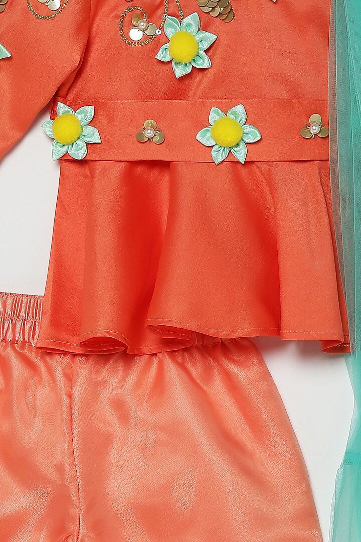Peach Organza Pant Set For Girls by Tutus by tutu at Pernia's Pop Up Shop