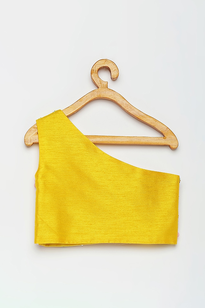 Yellow Raw Silk Frilled Lehenga Set For Girls by Tutus by tutu at Pernia's Pop Up Shop