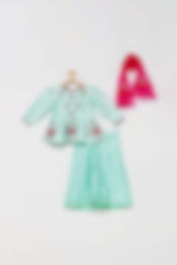 Mint Blue Organza Pant Set For Girls by Tutus by tutu at Pernia's Pop Up Shop