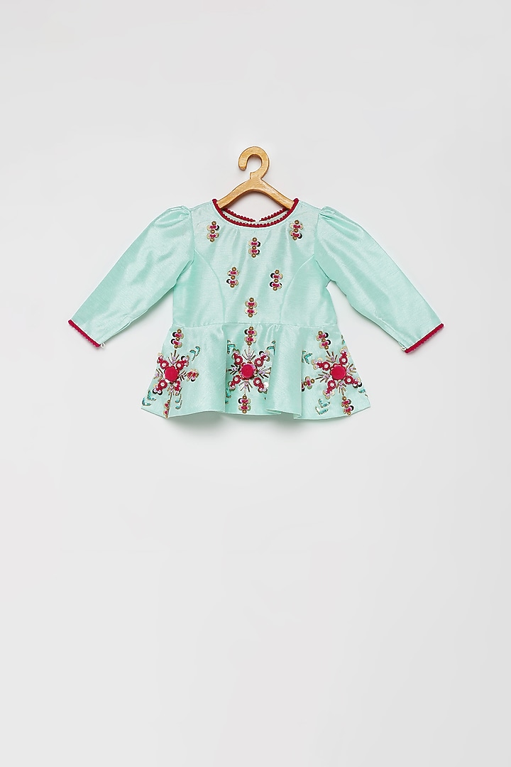 Mint Blue Organza Pant Set For Girls by Tutus by tutu at Pernia's Pop Up Shop
