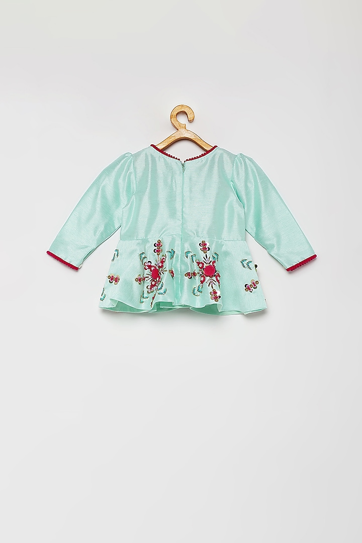 Mint Blue Organza Pant Set For Girls by Tutus by tutu at Pernia's Pop Up Shop
