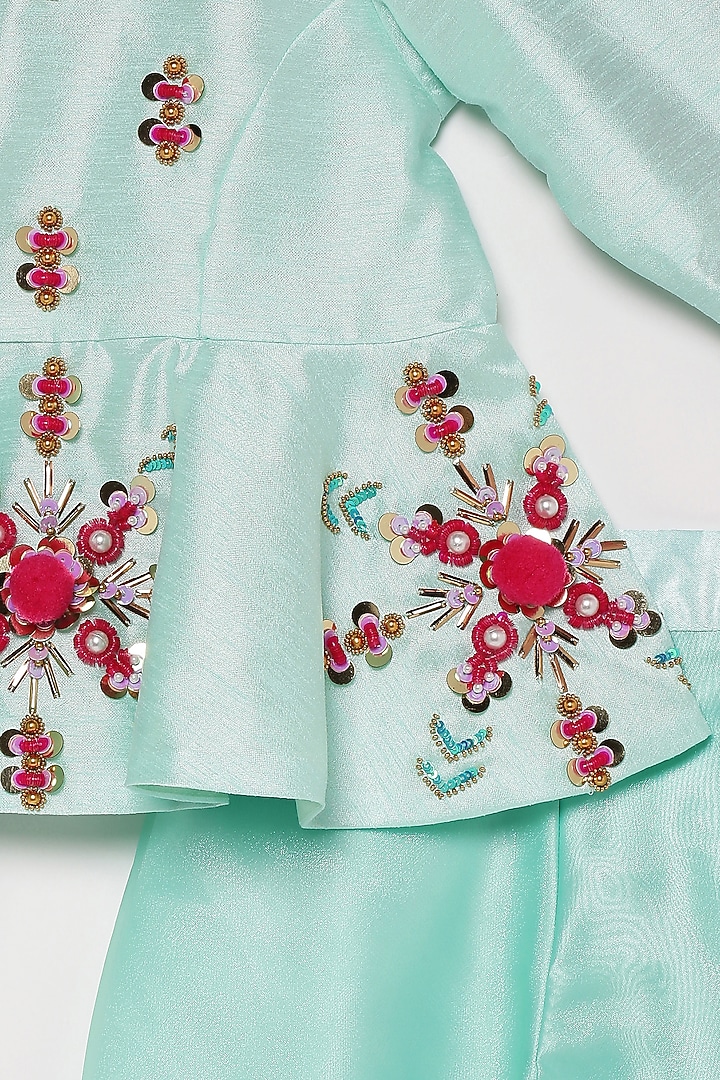 Mint Blue Organza Pant Set For Girls by Tutus by tutu at Pernia's Pop Up Shop