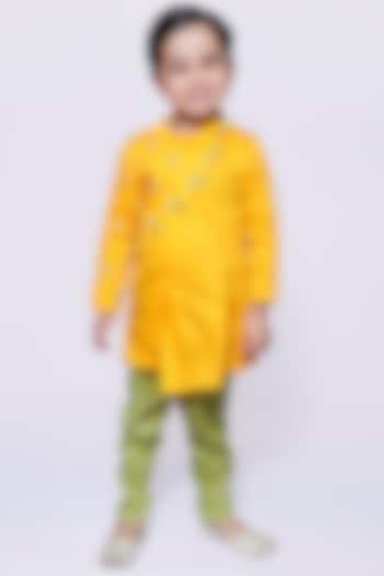 Yellow Embroidered Kurta Set For Boys by Tutus by tutu