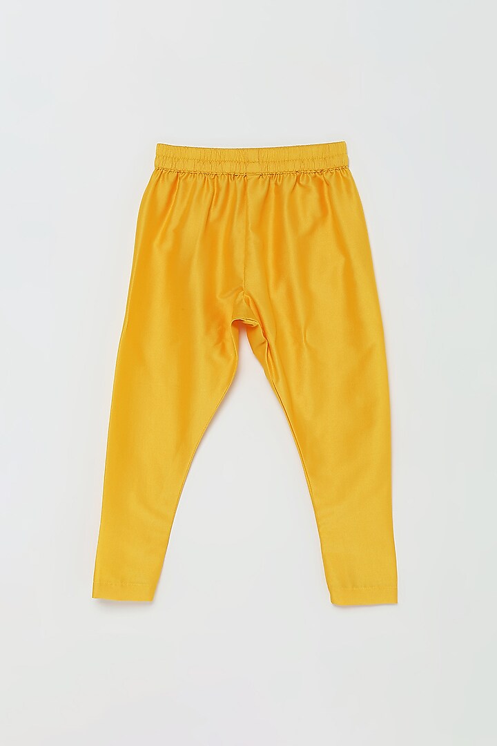 Yellow Cotton Kurta Set With Red Bundi Jacket For Boys by Tutus by tutu at Pernia's Pop Up Shop