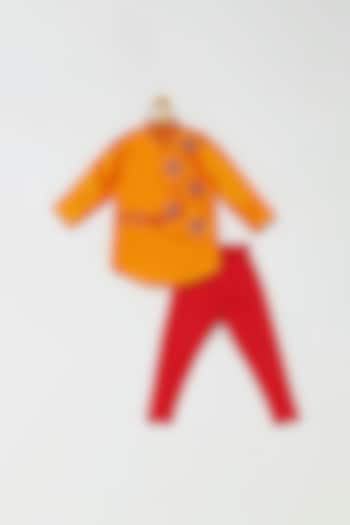 Orange Embroidered Kurta Set For Boys by Tutus by tutu