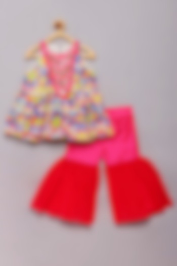 Pink Raw Silk & Tulle Sharara Set For Girls by Tutus by tutu at Pernia's Pop Up Shop