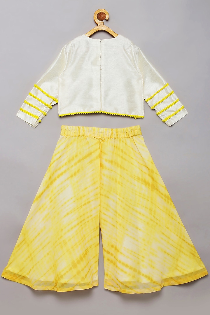 Yellow Georgette Shibori Printed Draped Palazzo Pant Set For Girls by Tutus by tutu at Pernia's Pop Up Shop