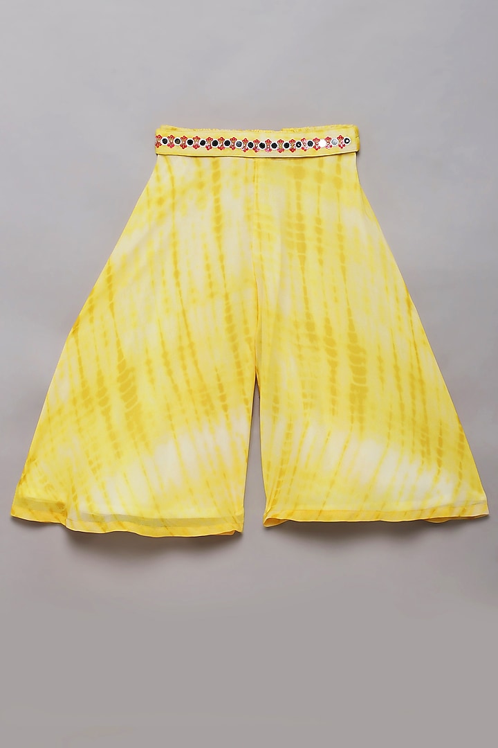Yellow Georgette Shibori Printed Draped Palazzo Pant Set For Girls by Tutus by tutu at Pernia's Pop Up Shop
