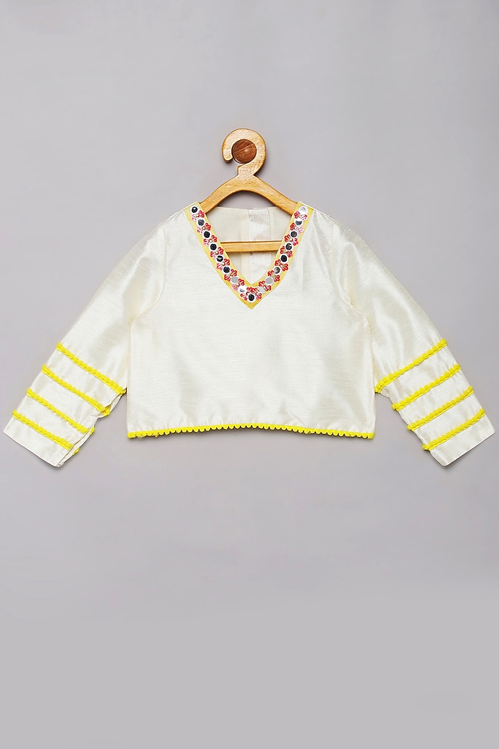 Yellow Georgette Shibori Printed Draped Palazzo Pant Set For Girls by Tutus by tutu at Pernia's Pop Up Shop