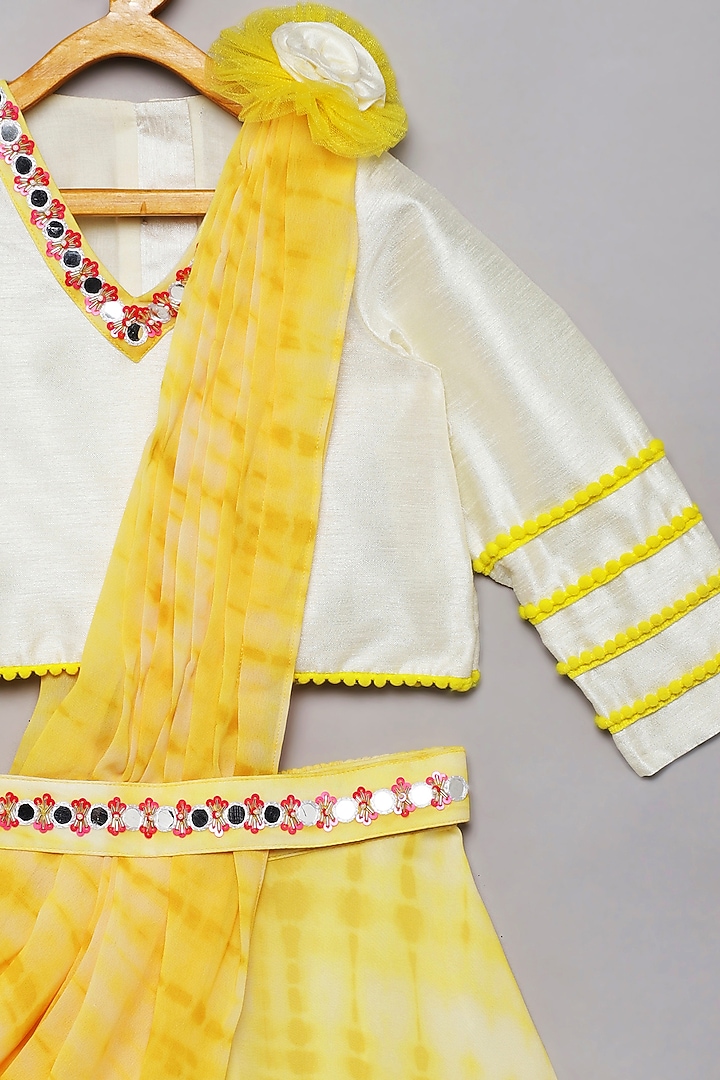 Yellow Georgette Shibori Printed Draped Palazzo Pant Set For Girls by Tutus by tutu at Pernia's Pop Up Shop